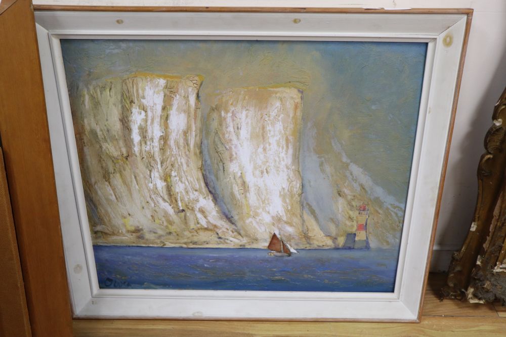 John Owen, oil on board, Beachy Head, signed, 61 x 74cm